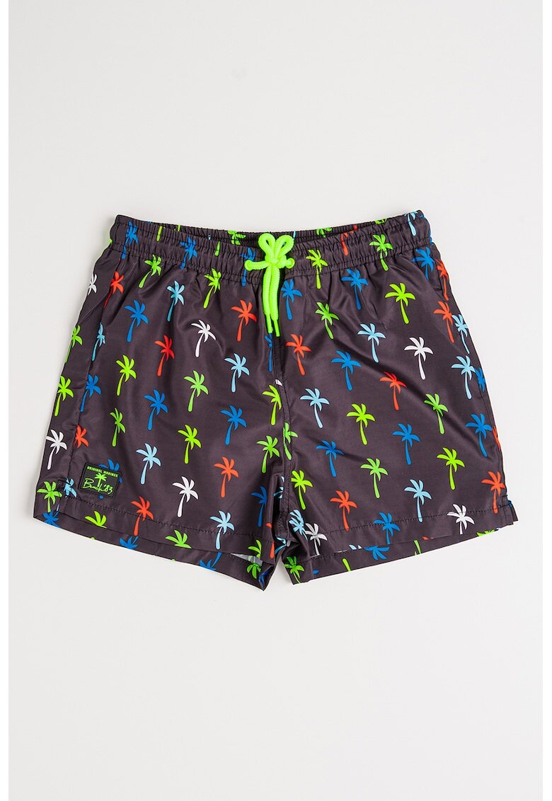 Original Marines Pantaloni scurti cu model si snur in talie - Negru stins/Rosu vermillion/Albastru