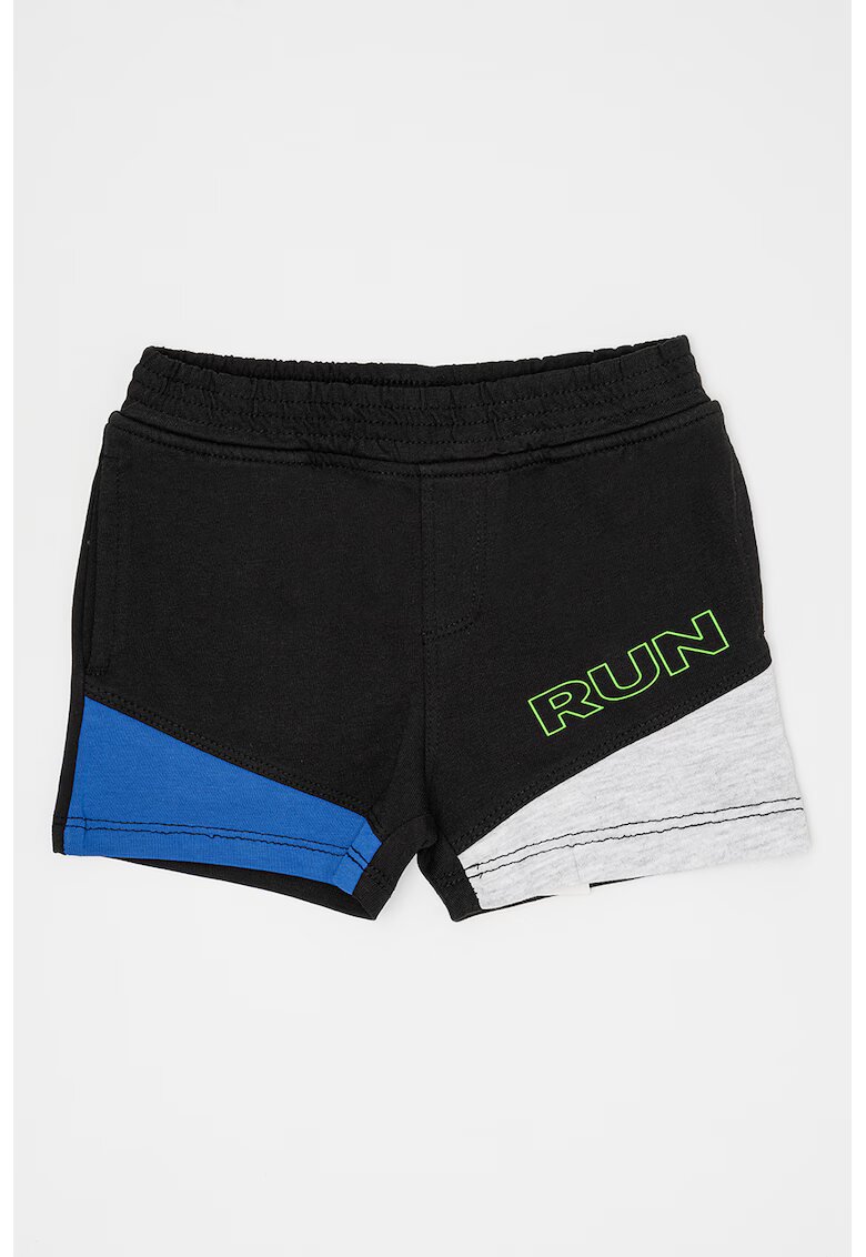 Original Marines Pantaloni scurti de bumbac cu imprimeu text - Negru/Gri deschis melange