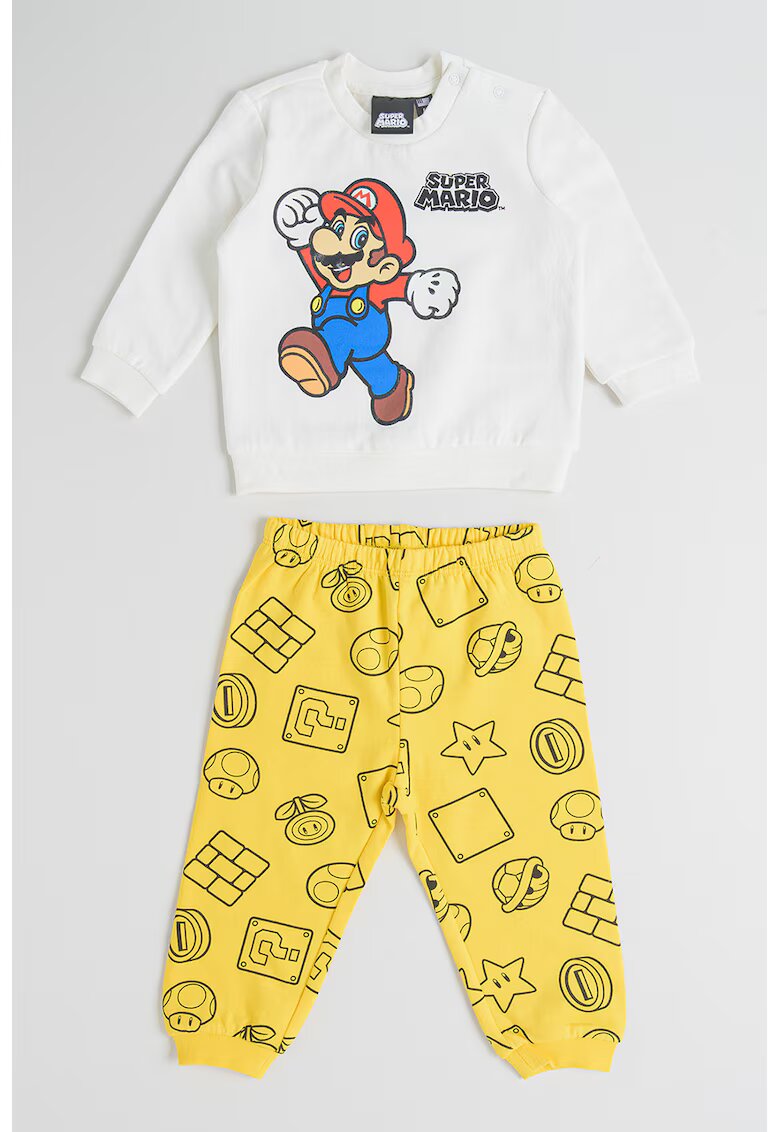 Original Marines Pijama cu imprimeu si talie elastica Super Mario - Galben sofran/Alb murdar