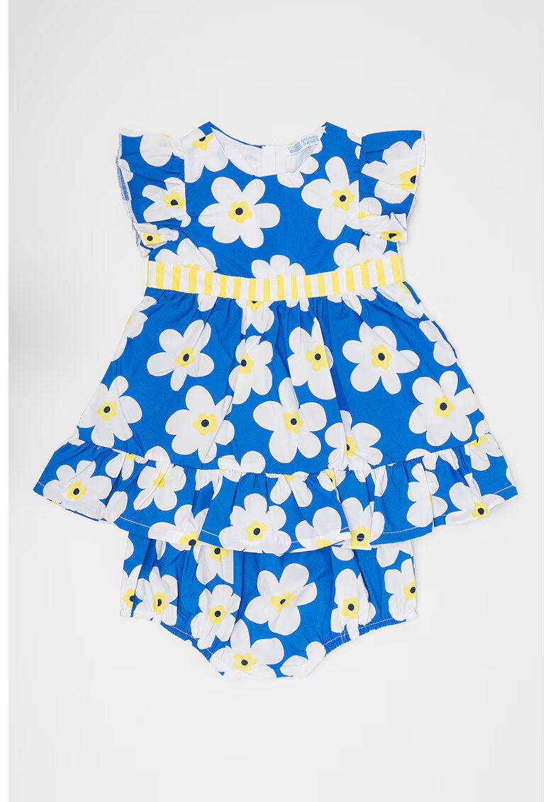 Original Marines Rochie de bumbac cu model floral - Galben deschis/Albastru royal/Alb murdar