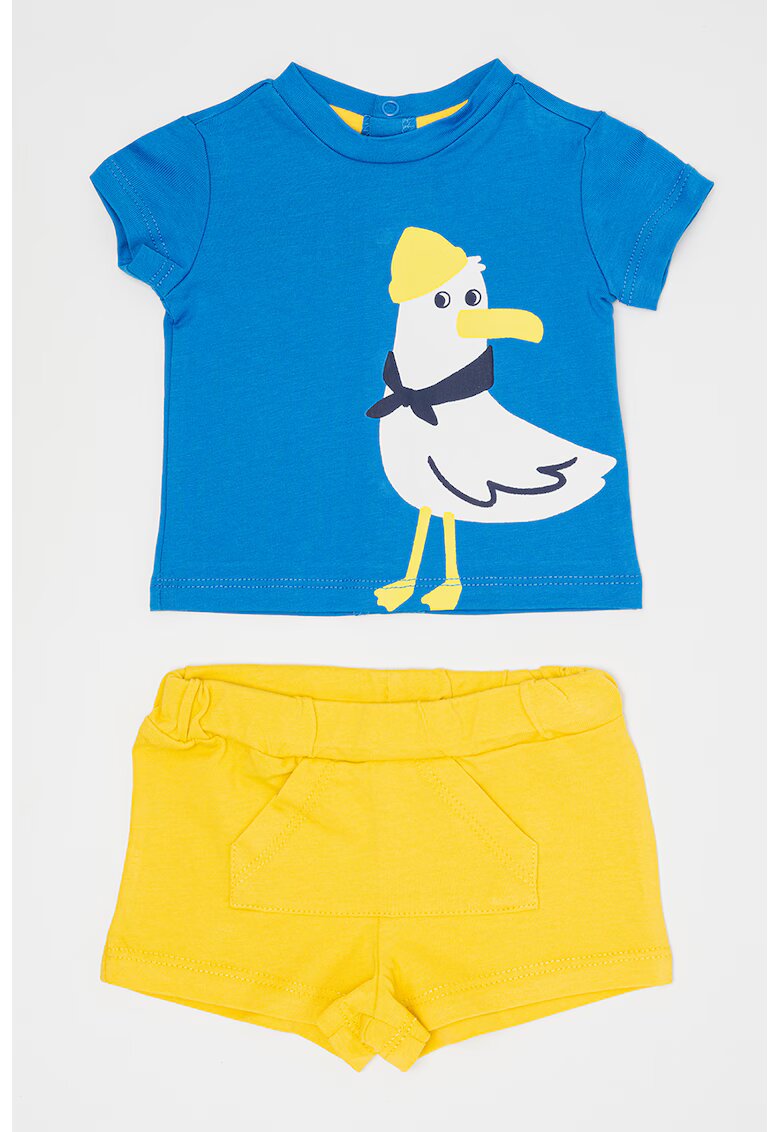 Original Marines Set de pantaloni scurti si tricou de bumbac - Galben pai/Albastru royal