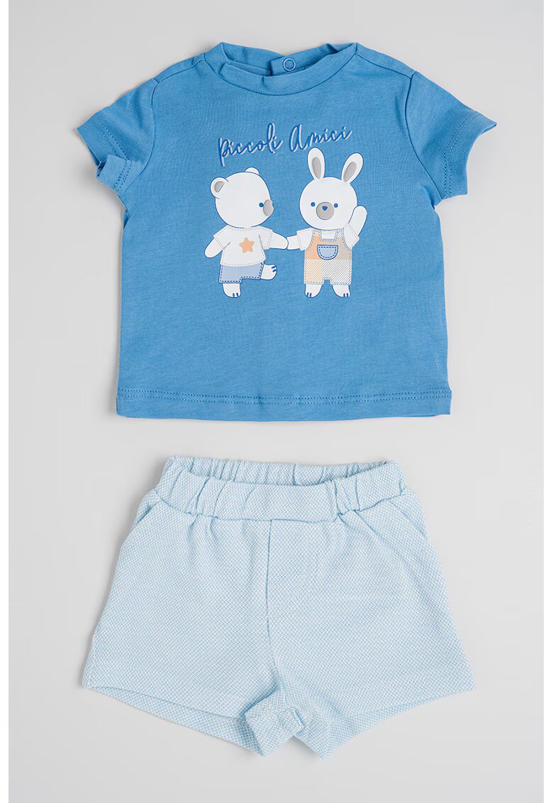 Original Marines Set de tricou de bumbac si pantaloni scurti - 2 piese - Albastru pastel/Alb murdar