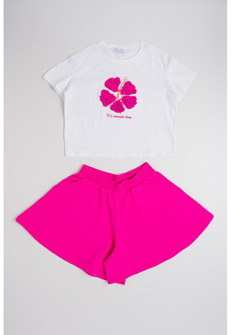Original Marines Set de tricou si pantaloni scurti din amestec de bumbac - Fucsia/Alb optic