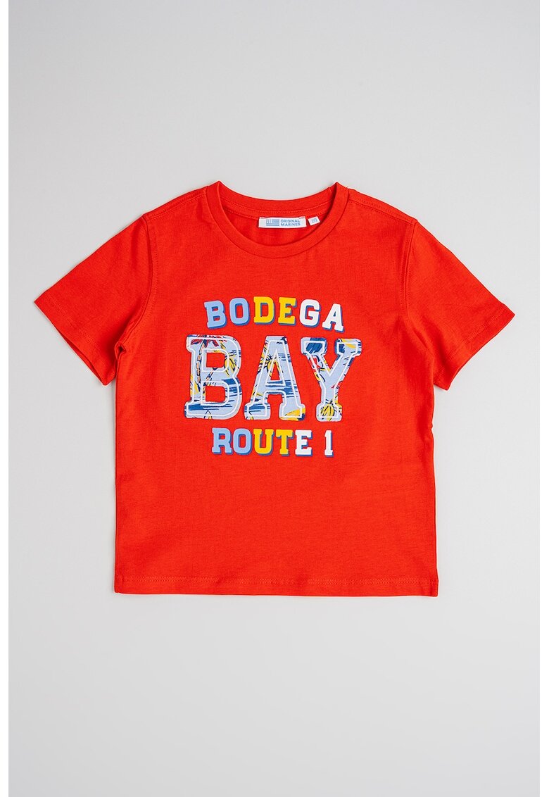 Original Marines Tricou cu decolteu la baza gatului si imprimeu text - Rosu/Alb/Albastru