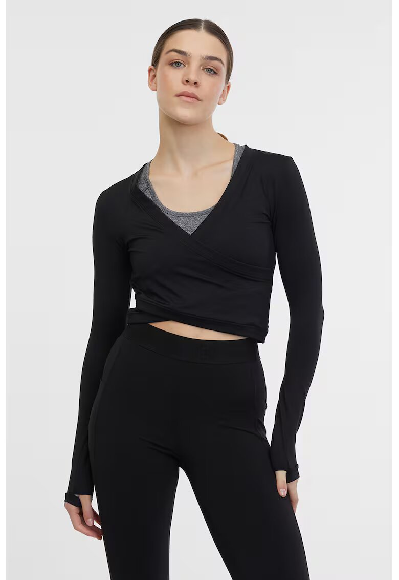 Orsay Bluza crop cu croiala petrecuta pentru fitness - Negru