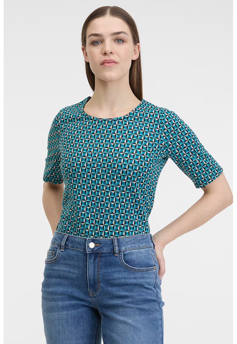 Orsay Bluza cu model si decolteu rotund - Alb/Negru/Verde persan