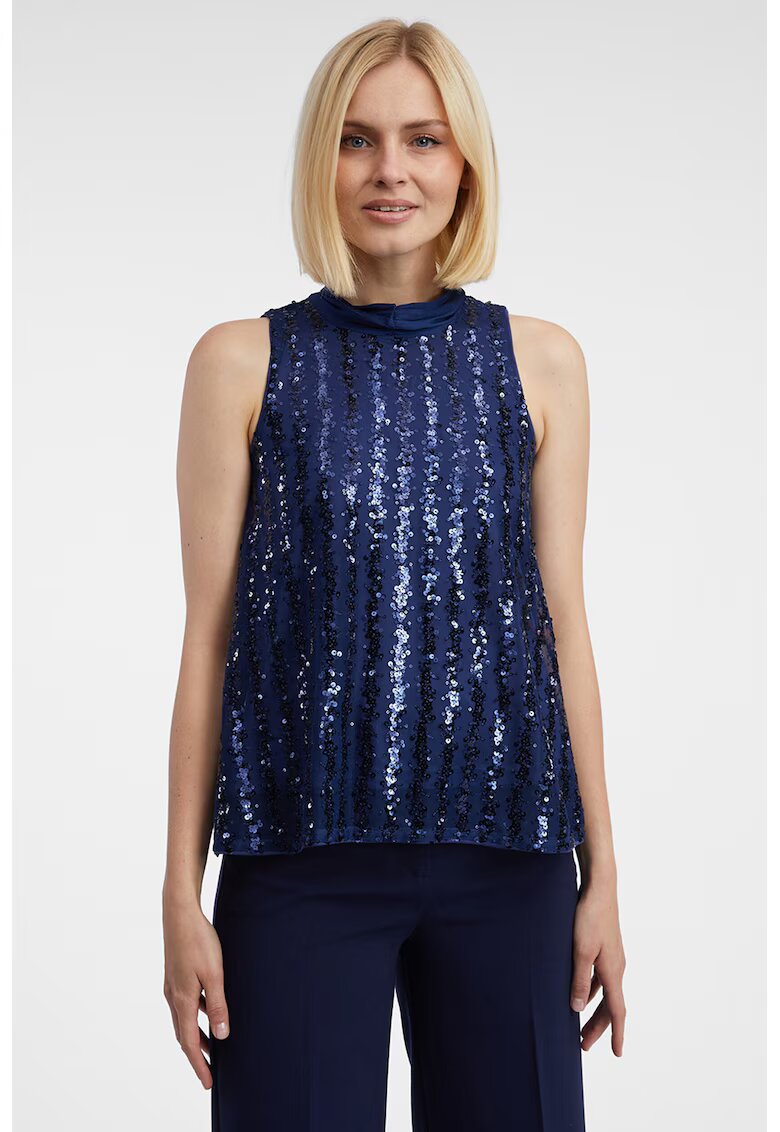 Orsay Bluza cu paiete - fara maneci - Albastru inchis