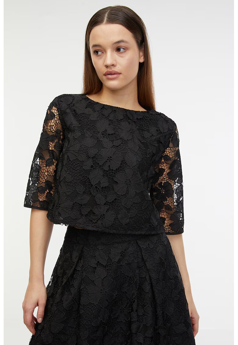 Orsay Bluza din dantela cu maneci medi - Negru