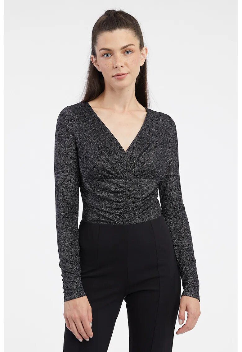 Orsay Body stralucitor slim fit cu drapaj - Negru/Argintiu
