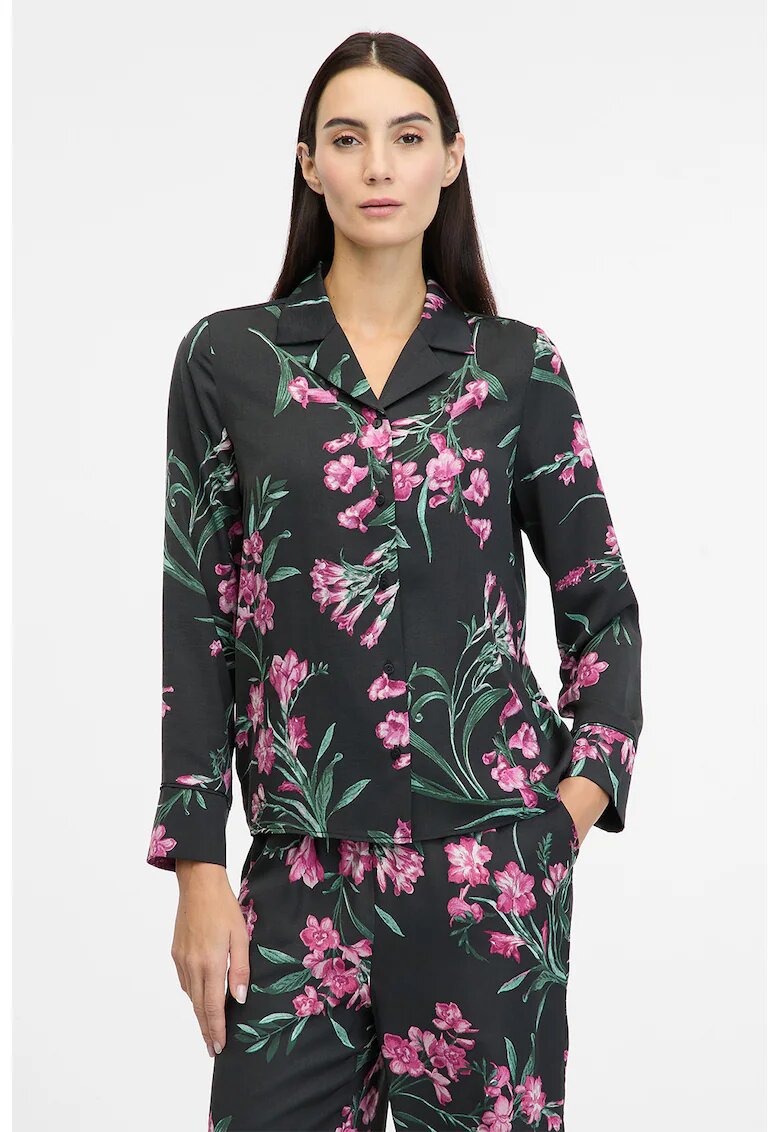 Orsay Camasa cu model floral si maneci lungi - Verde/Fucsia/Negru stins