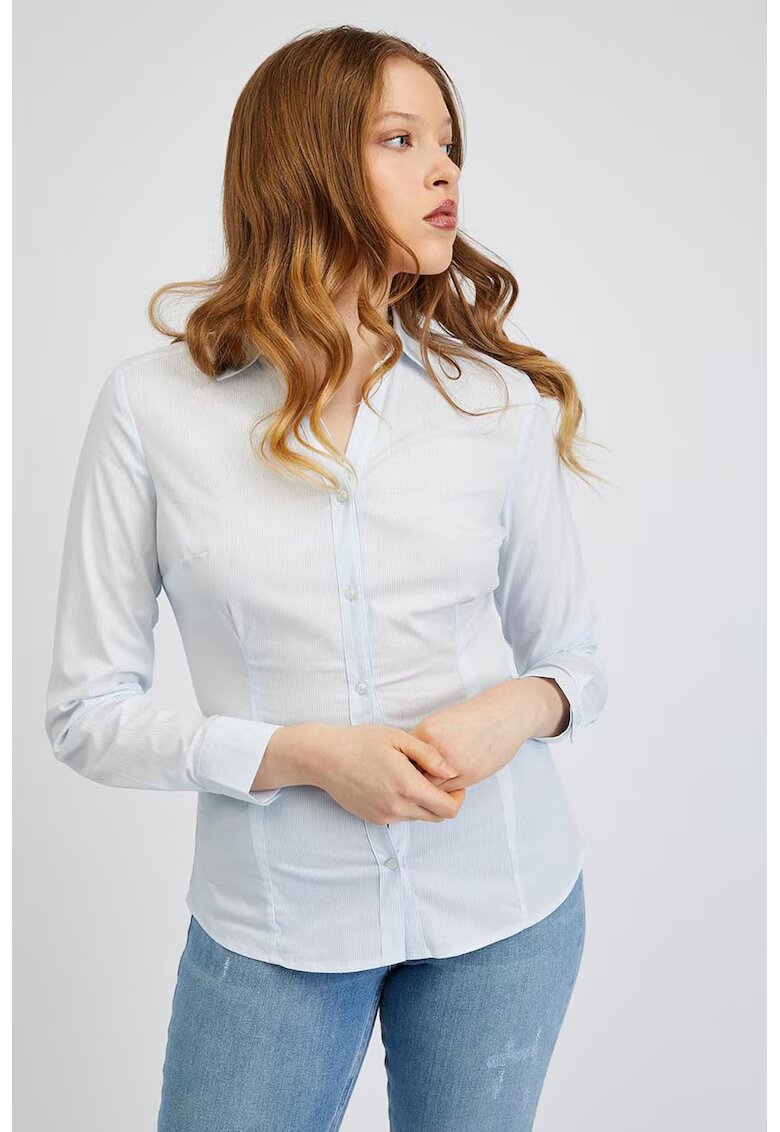 Orsay Camasa slim-fit din amestec de bumbac - Albastru glaciar