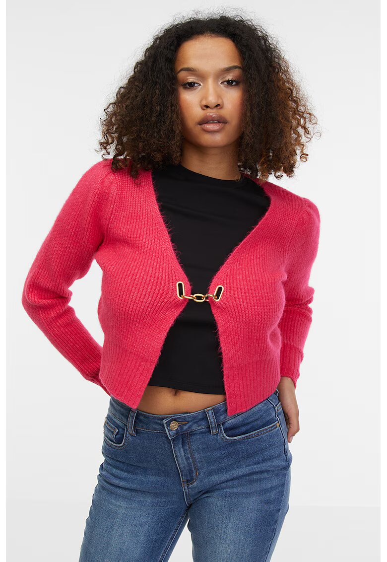 Orsay Cardigan crop cu inchidere metalica - Coral