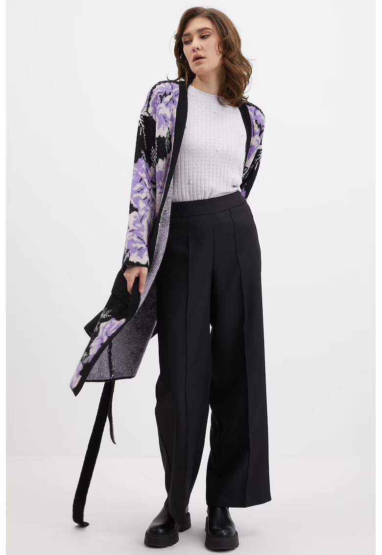 Orsay Cardigan lung cu imprimeu floral - Alb/Negru/Ametist