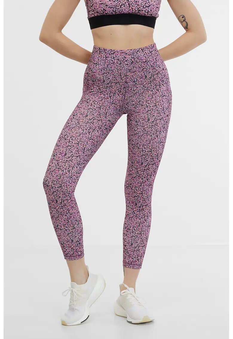 Orsay Colanti crop cu talie inalta si buzunare - Piersica/Lila