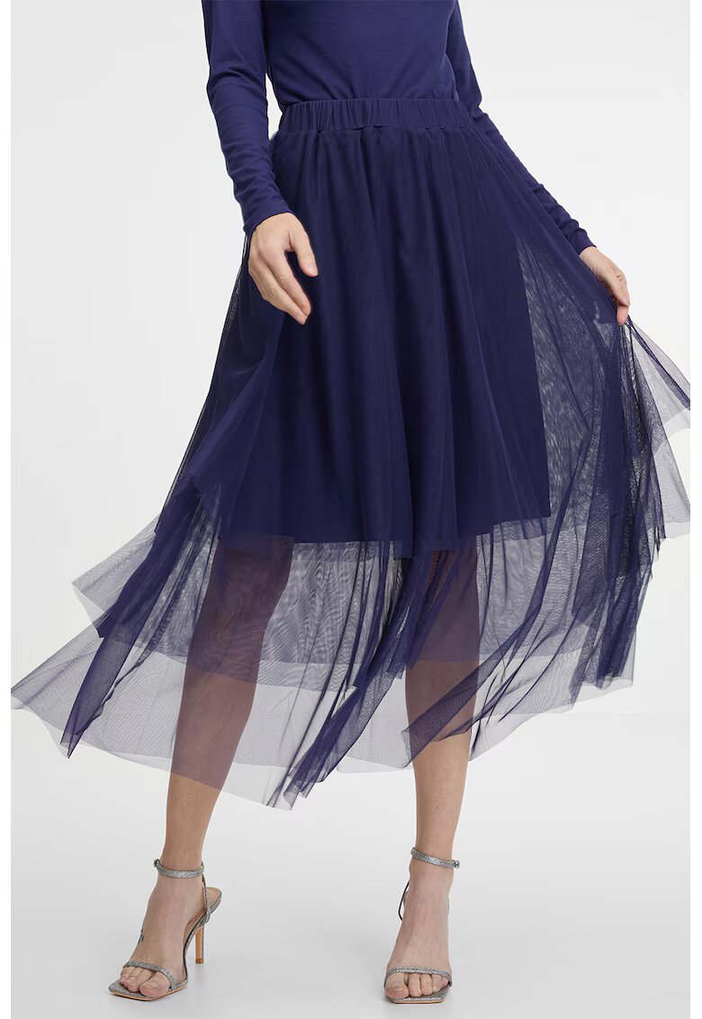 Orsay Fusta midi din tul - Albastru indigo