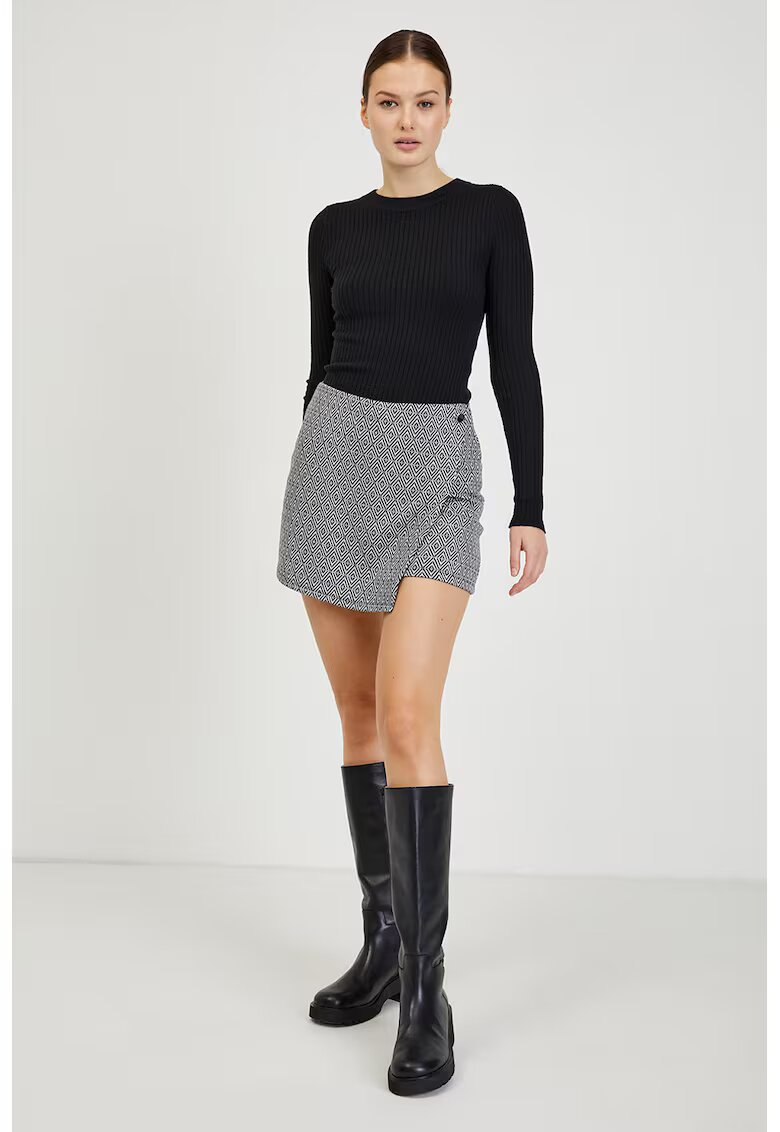 Orsay Fusta-pantalon cu model si croiala petrecuta - Alb/Negru