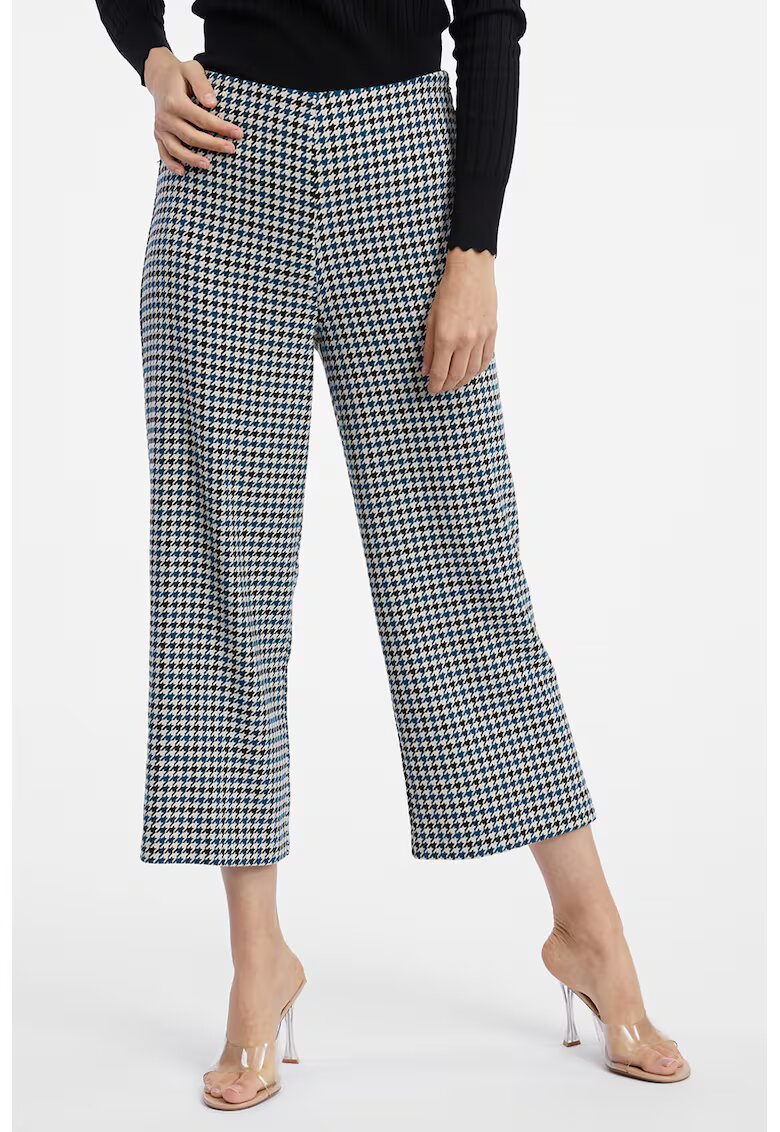 Orsay Pantaloni crop cu croiala ampla - Alb/Negru/Albastru petrol