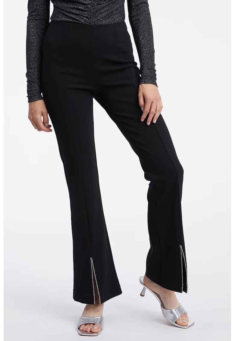Orsay Pantaloni cu talie inalta si model uni - Negru