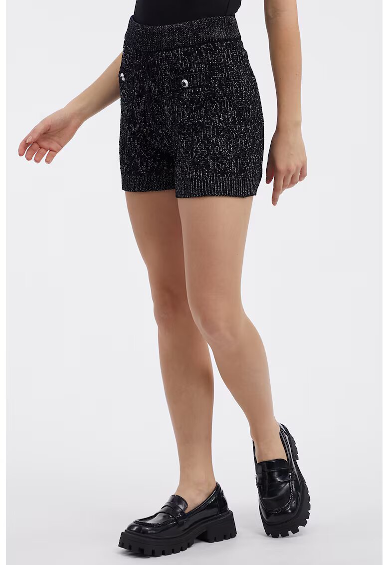 Orsay Pantaloni scurti tricotati cu insertii de fire stralucitoare - Negru melange