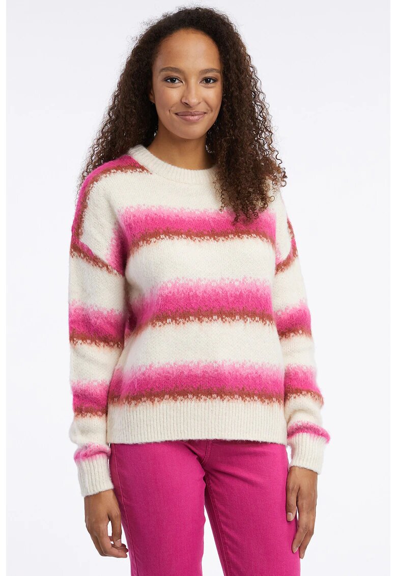 Orsay Pulover tricotat cu model in dungi - Fucsia/Alb murdar