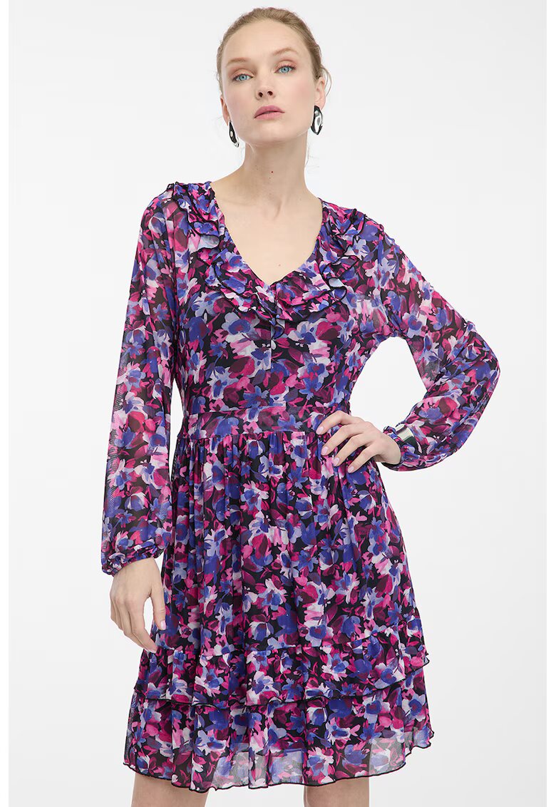 Orsay Rochie cu maneci lungi si imprimeu - Violet/Albastru