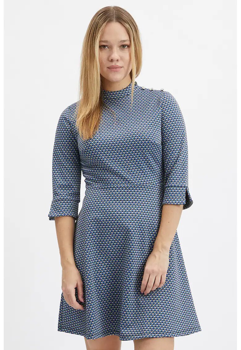 Orsay Rochie scurta cu croiala in A si maneci 3/4 - Alb/Albastru
