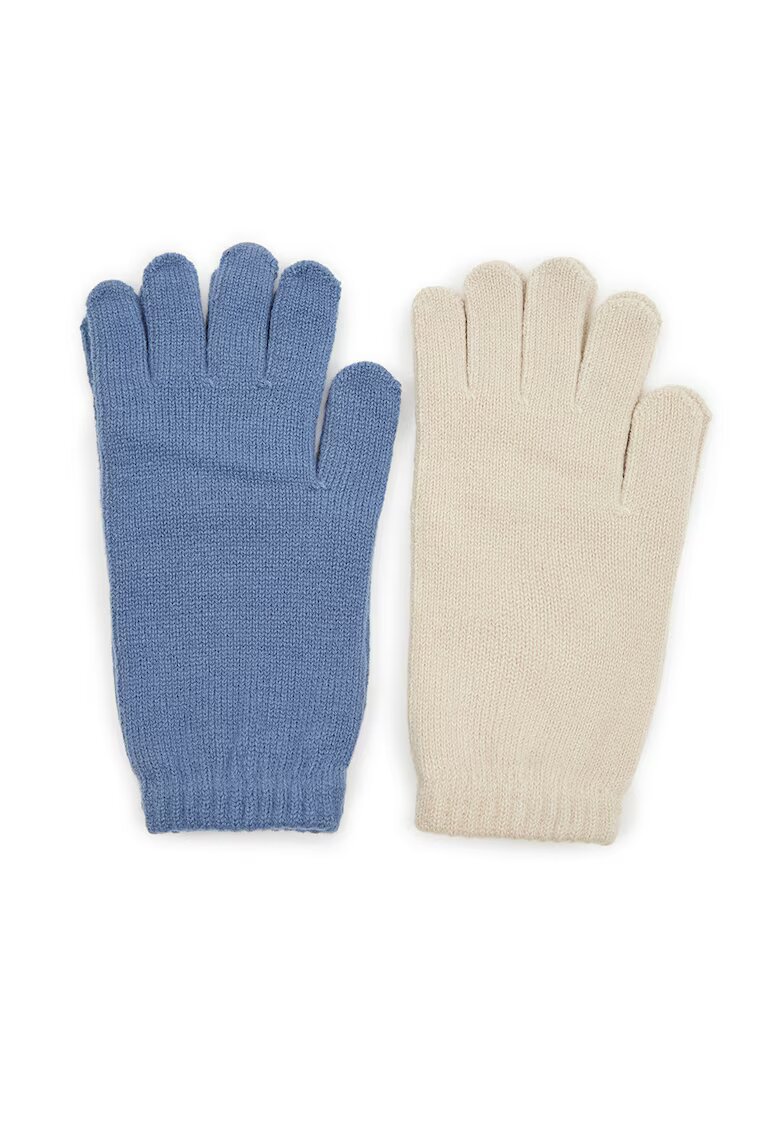 Orsay Set de manusi cu model uni - 2 perechi - Albastru prafuit/Bej inchis