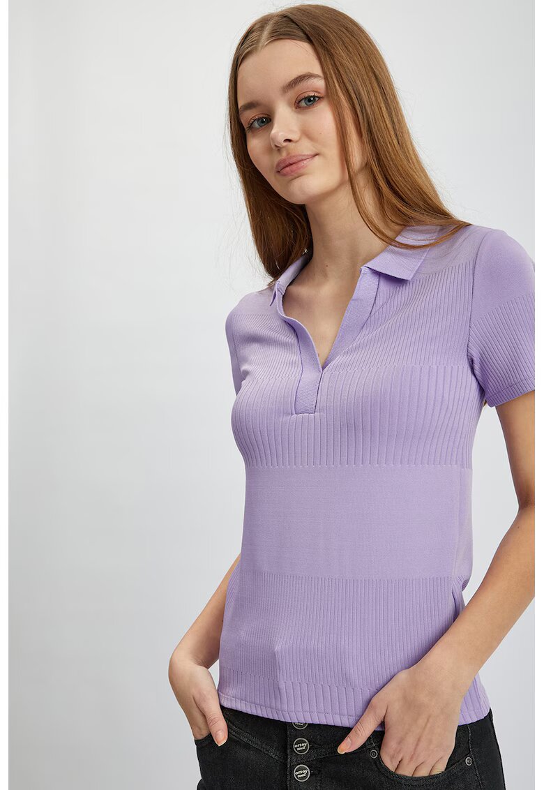 Orsay Tricou polo tricotat fin - Lila