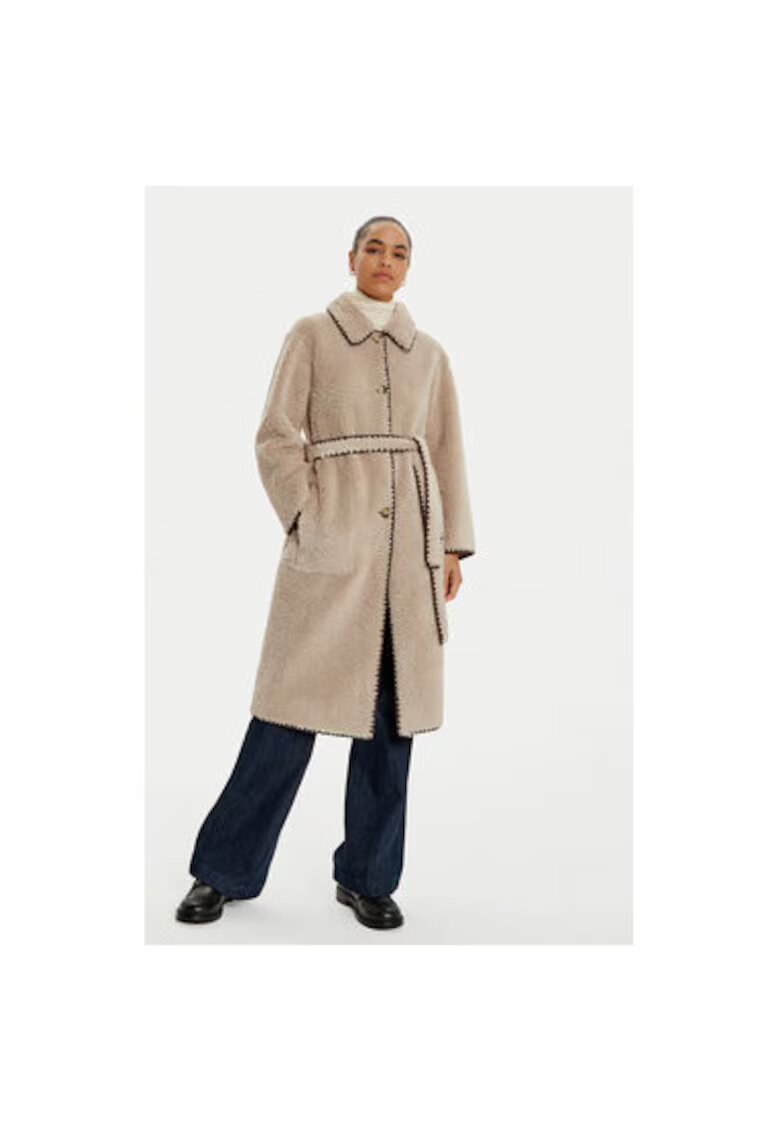 OUI Palton dama - 304524783 - Poliester - Bej - Bej