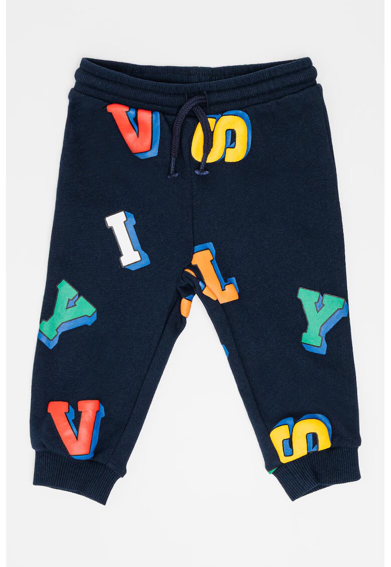 OVS Pantaloni relaxed fit de trening cu model contrastant - Verde/Albastru ultramarin