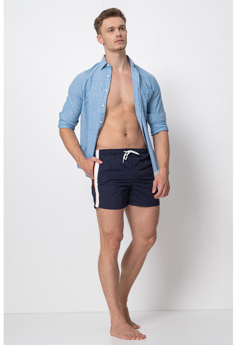 OVS Pantaloni scurti de baie cu snur - Alb/Bleumarin
