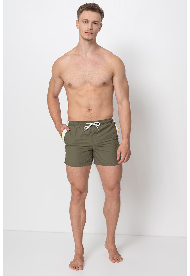 OVS Pantaloni scurti de baie cu snur - Alb/Verde feriga