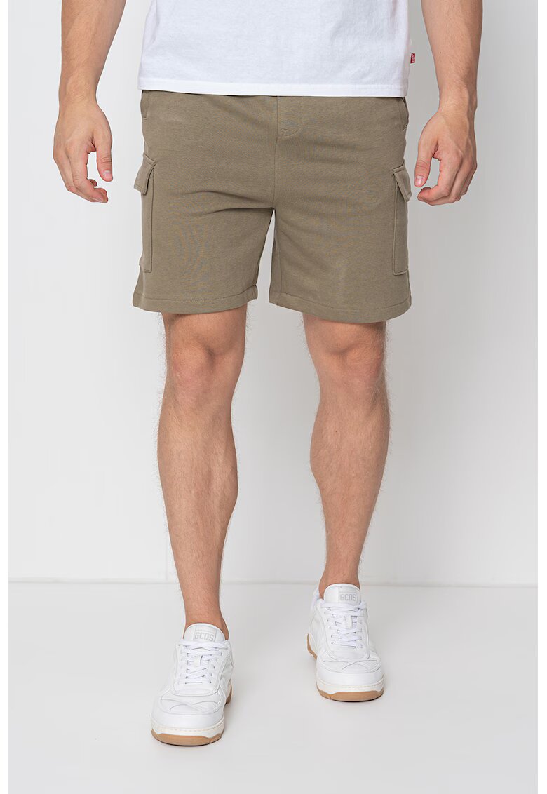 OVS Pantaloni scurti din amestec de bumbac cu buzunare cu clapa - Verde sparanghel