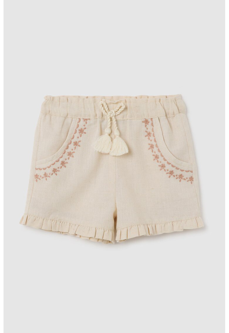 OVS Pantaloni scurti din amestec de in cu canafi de ajustare - Bej deschis