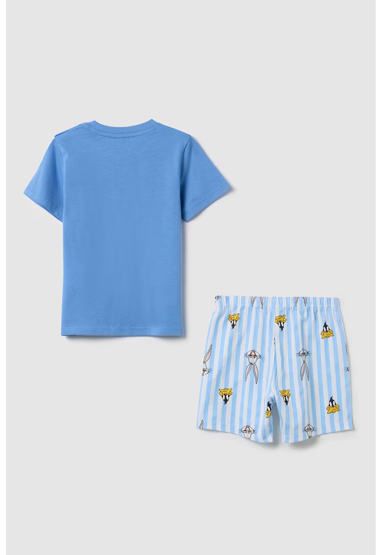 OVS Pijama cu model Looney Tunes - Alb/Negru/Albastru