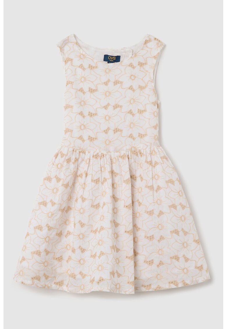 OVS Rochie cu model floral si decupaj pe spate - Maro camel