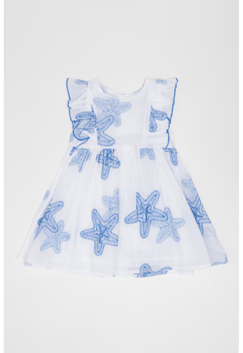 OVS Rochie mini evazata - Alb/Albastru pastel