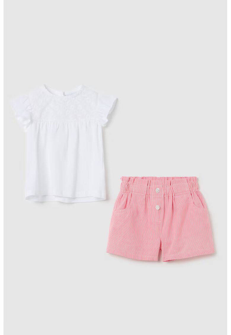 OVS Set de pantaloni scurti si top din bumbac - Alb/Coral