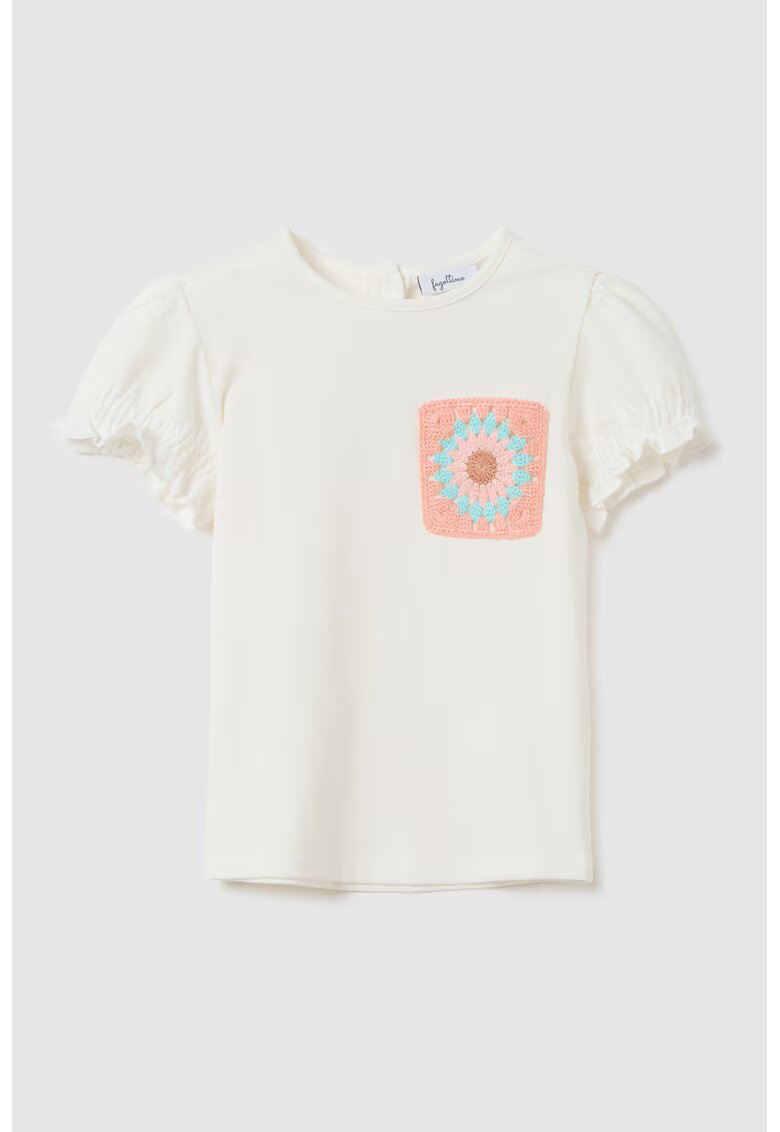 OVS Tricou cu aplicatie crosetata - Alb murdar