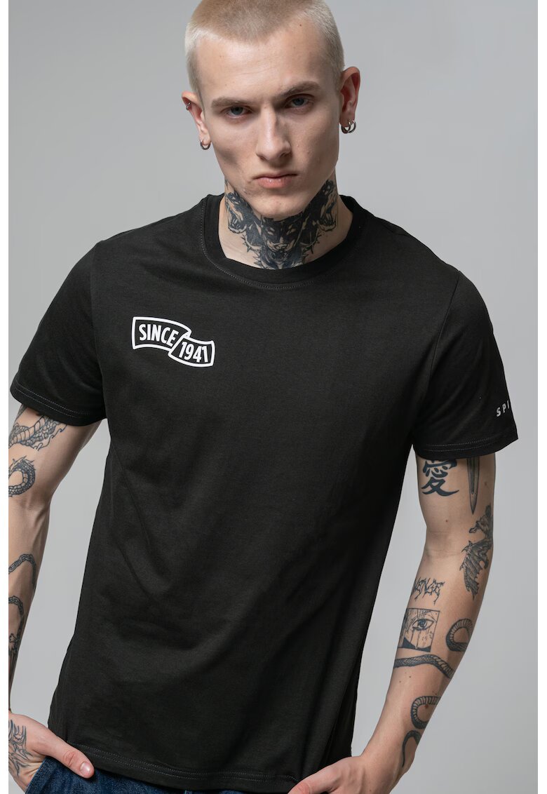 OVS Tricou cu imprimeu pe partea din spate - Negru