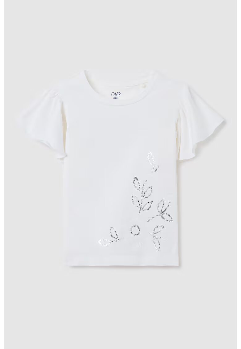 OVS Tricou cu maneci cu volane - Gri deschis