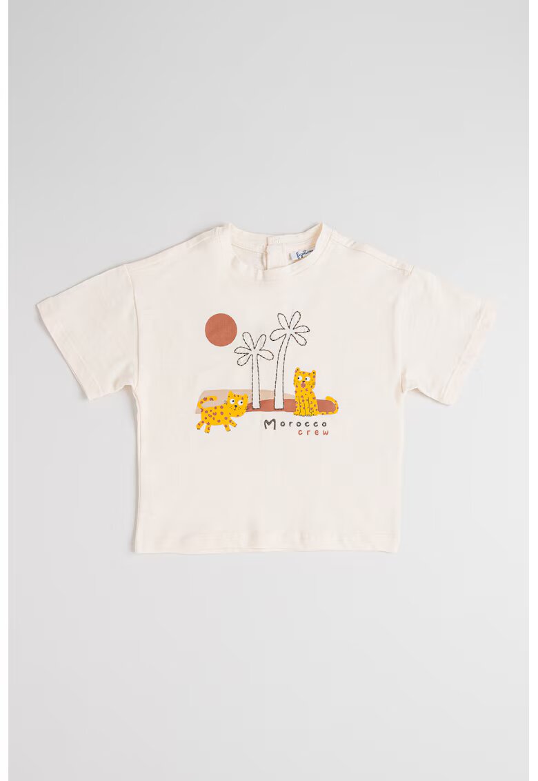 OVS Tricou de bumbac cu imprimeu grafic - Galben pal