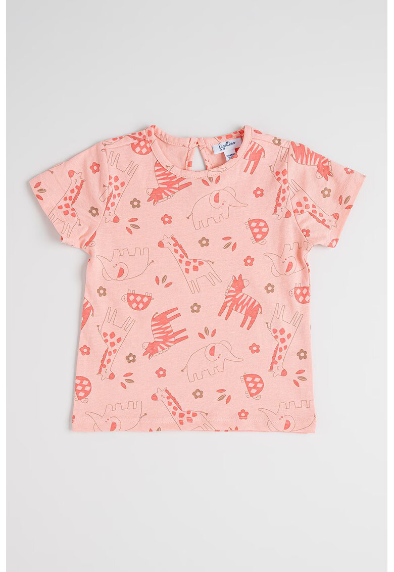 OVS Tricou de bumbac cu model cu animale - Roz deschis