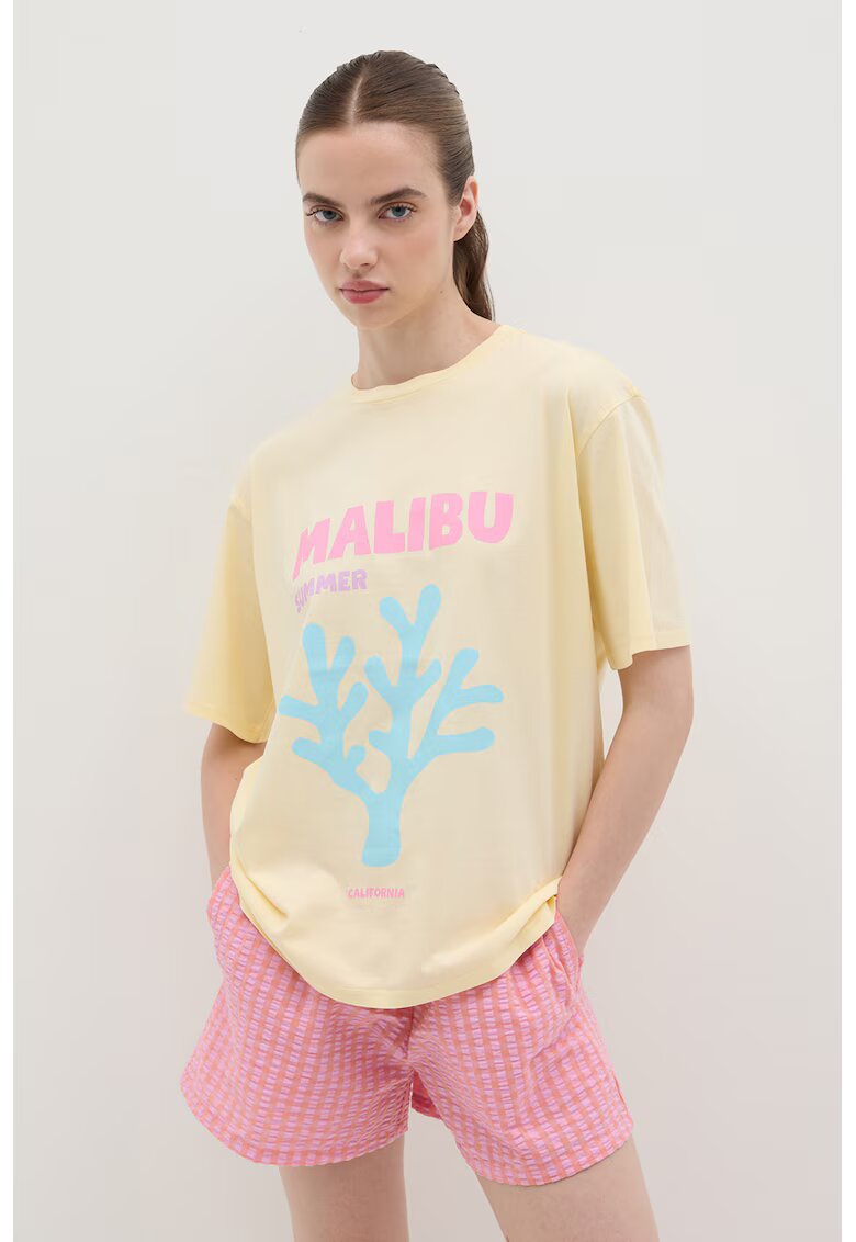 OVS Tricou din bumbac cu imprimeu grafic - Galben