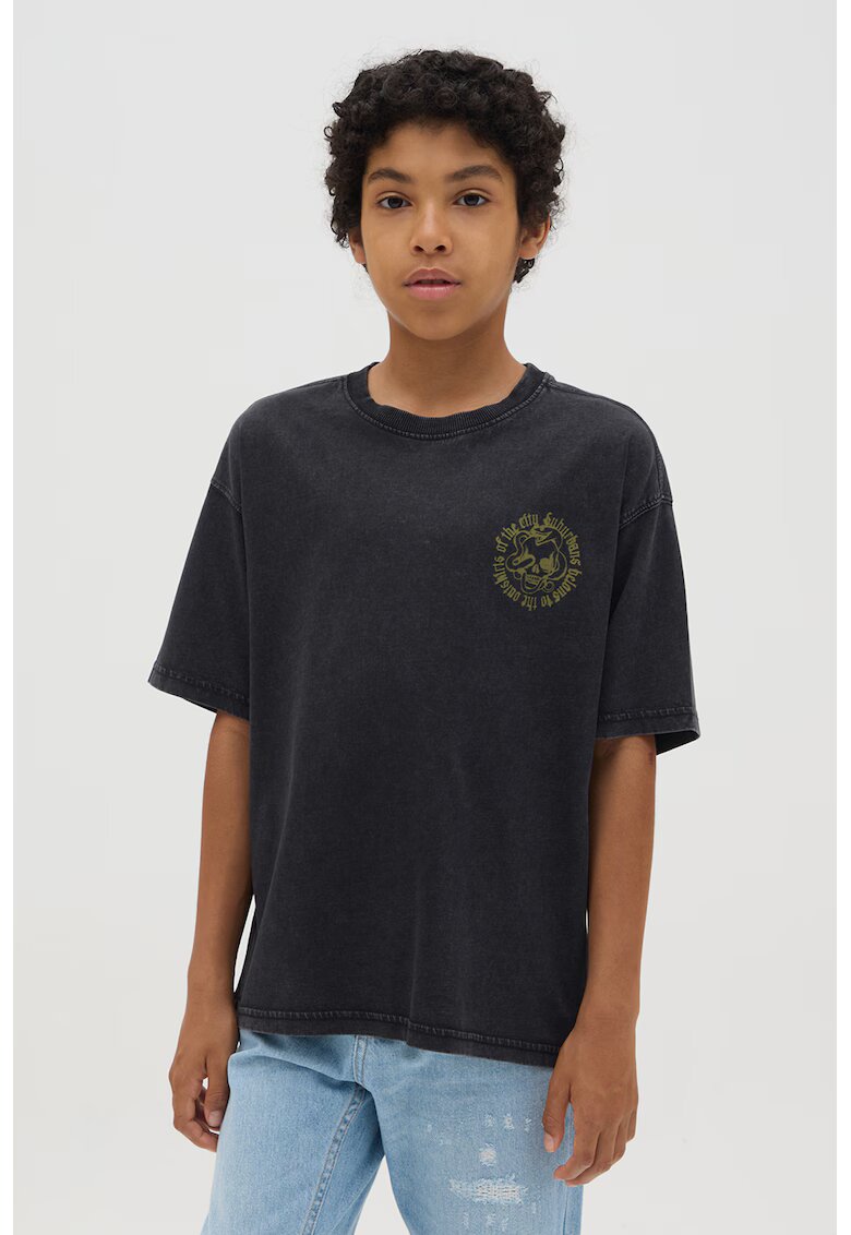 OVS Tricou din bumbac cu imprimeu grafic - Negru