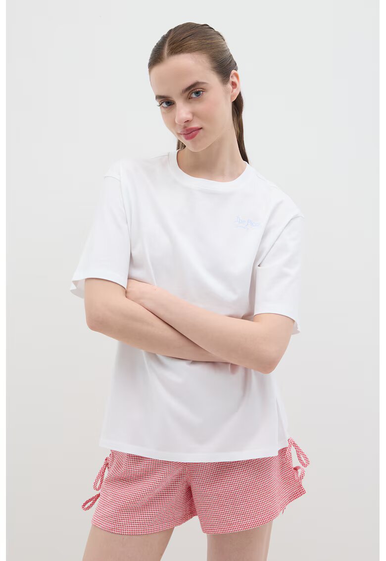 OVS Tricou din bumbac cu imprimeu picnic pe partea din spate - Alb
