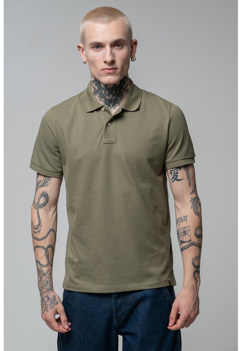 OVS Tricou polo cu model uni - Verde masliniu