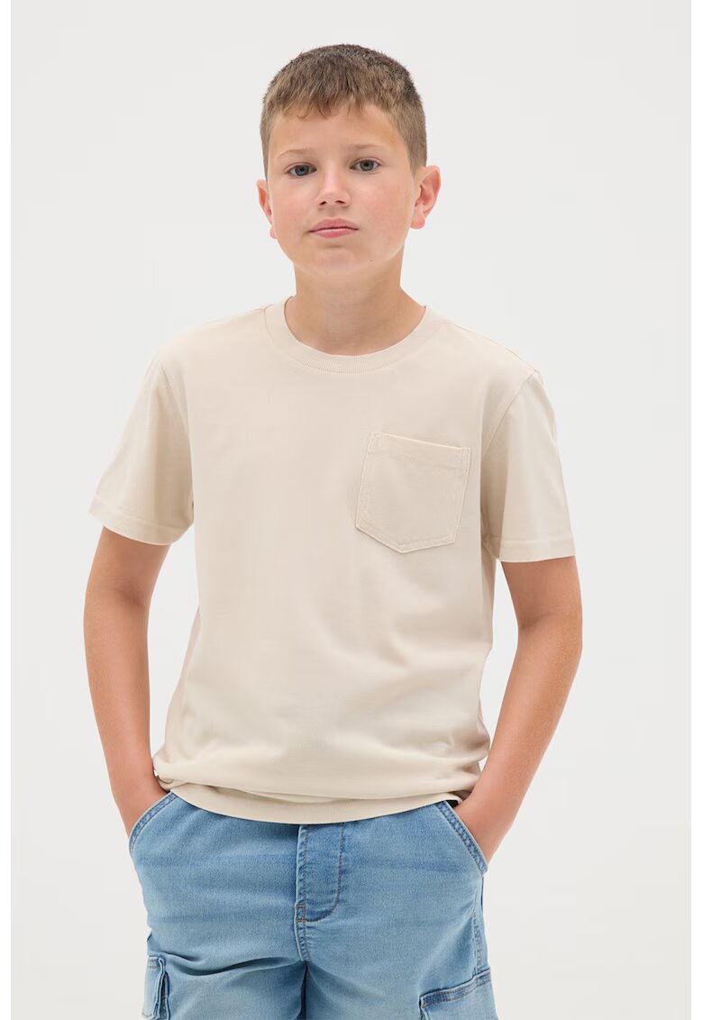OVS Tricou uni cu buzunar pe piept - Maro camel