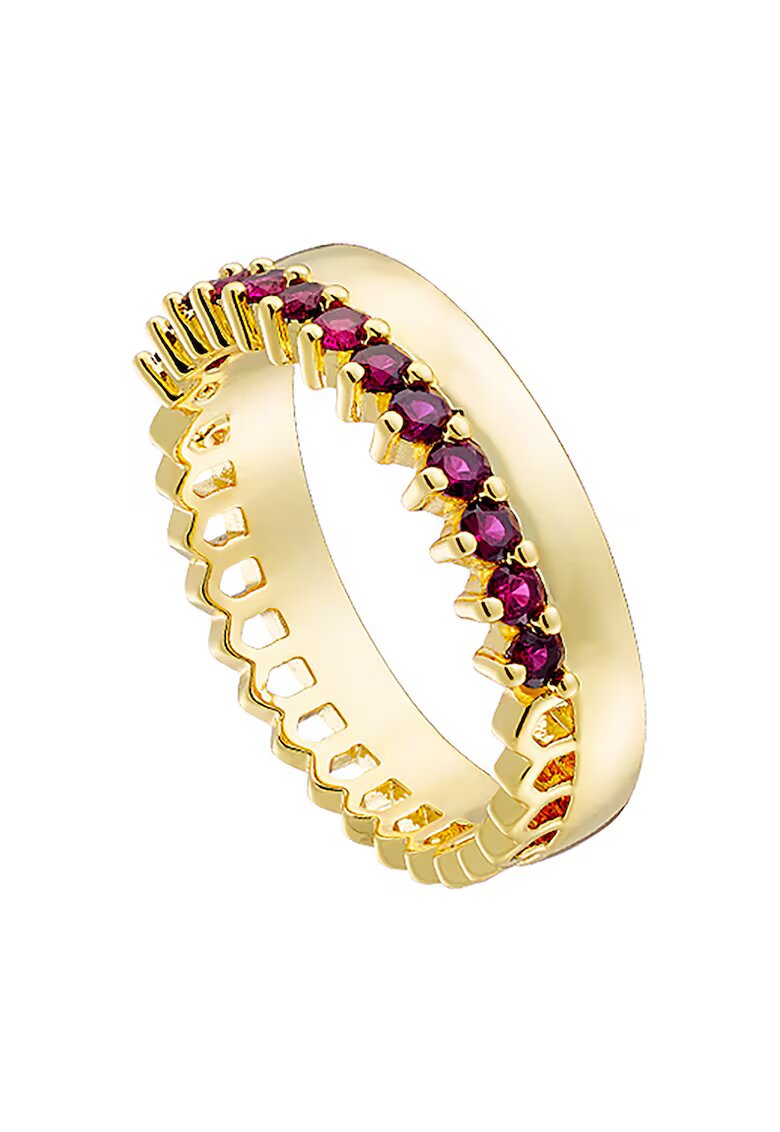 OXETTE Inel placat cu aur de 18K si zirconia