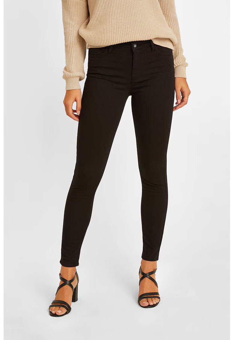 OXXO Blugi crop skinny cu talie medie - Negru stins